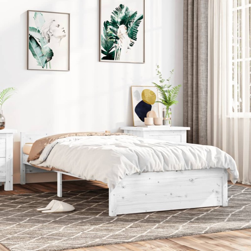 vidaXL Estructura de cama madera maciza blanco 90x200 cm vidaXL Estructura de cama madera maciza blanco 90x200 cm