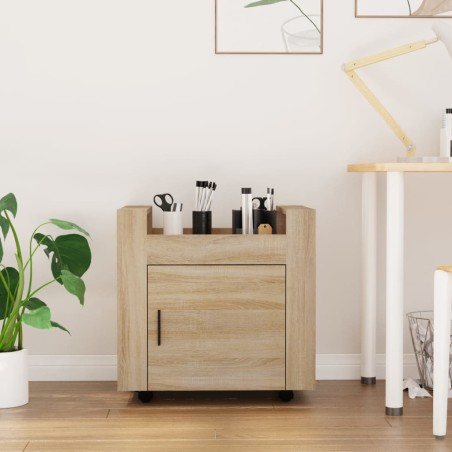vidaXL Carrito de escritorio contrachapada roble Sonoma 60x45x60 cm
