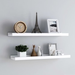 vidaXL Repisa para marcos de fotos 2 uds MDF blanco 80x9x3 cm