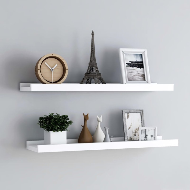 vidaXL Repisa para marcos de fotos 2 uds MDF blanco 80x9x3 cm vidaXL Repisa para marcos de fotos 2 uds MDF blanco 80x9x3 cm