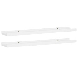 vidaXL Repisa para marcos de fotos 2 uds MDF blanco 80x9x3 cm