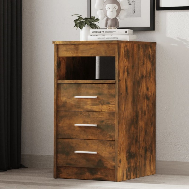 vidaXL Cajonera de madera contrachapada color roble ahumado 40x50x76cm vidaXL Cajonera de madera contrachapada color roble ahumado 40x50x76cm