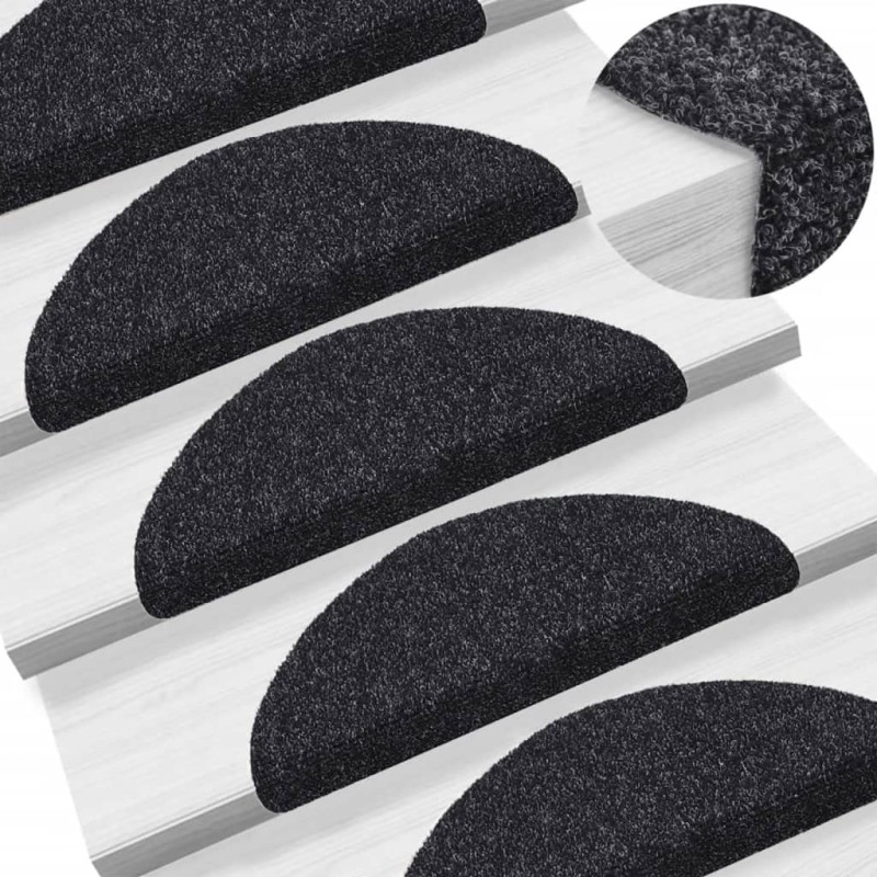 vidaXL Alfombrillas de escaleras autoadhesivas 5 uds negro 56x17x3 cm vidaXL Alfombrillas de escaleras autoadhesivas 5 uds negro 56x17x3 cm