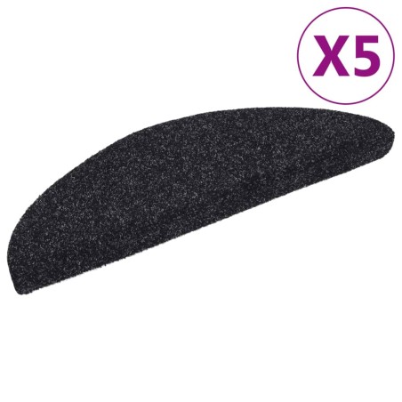 vidaXL Alfombrillas de escaleras autoadhesivas 5 uds negro 56x17x3 cm