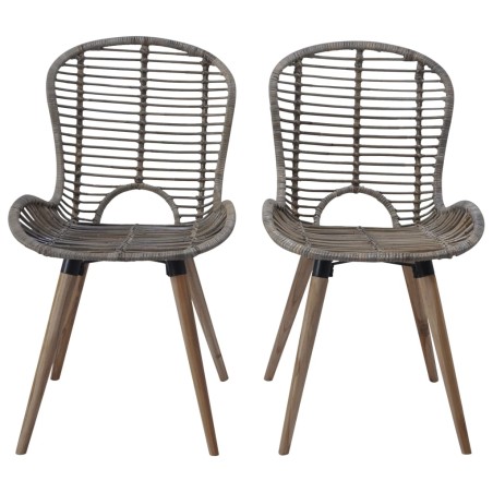 vidaXL Sillas de comedor 2 unidades ratán natural marrón