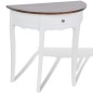 vidaXL Mesa consola semicircular con cajón blanca y superficie marrón vidaXL Mesa consola semicircular con cajón blanca y superficie marrón