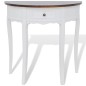 vidaXL Mesa consola semicircular con cajón blanca y superficie marrón vidaXL Mesa consola semicircular con cajón blanca y superficie marrón