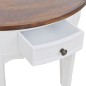 vidaXL Mesa consola semicircular con cajón blanca y superficie marrón vidaXL Mesa consola semicircular con cajón blanca y superficie marrón