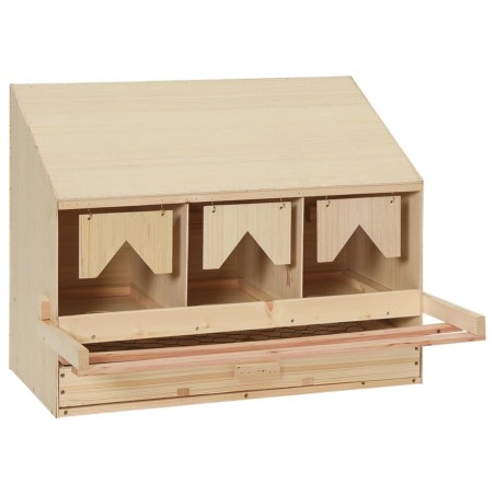 vidaXL Ponedero para gallinas 3 compartimentos madera pino 72x33x54 cm