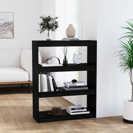 vidaXL Estantería/divisor de espacios madera pino negro 80x30x103,5 cm
