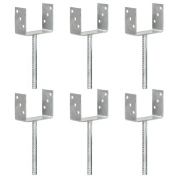 vidaXL Anclajes de valla 6 uds acero galvanizado plateado 12x6x30 cm
