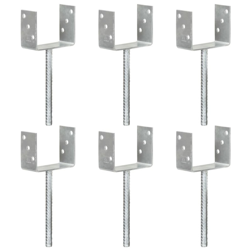 vidaXL Anclajes de valla 6 uds acero galvanizado plateado 12x6x30 cm vidaXL Anclajes de valla 6 uds acero galvanizado plateado 12x6x30 cm