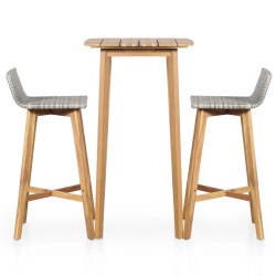 vidaXL Set mesa y sillas de bar 3 pzas madera maciza acacia