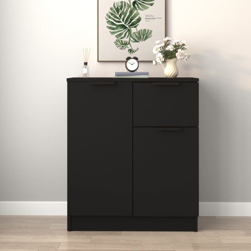 vidaXL Aparador de madera contrachapada negro 60x30x70 cm