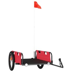 vidaXL Remolque para bicicletas hierro y tela Oxford rojo