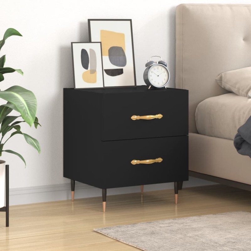 vidaXL Mesita de noche madera de ingeniería negro 40x35x47,5 cm vidaXL Mesita de noche madera de ingeniería negro 40x35x47,5 cm