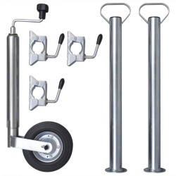 vidaXL Rueda jockey de remolque con 2 soportes 1 abrazadera dividida