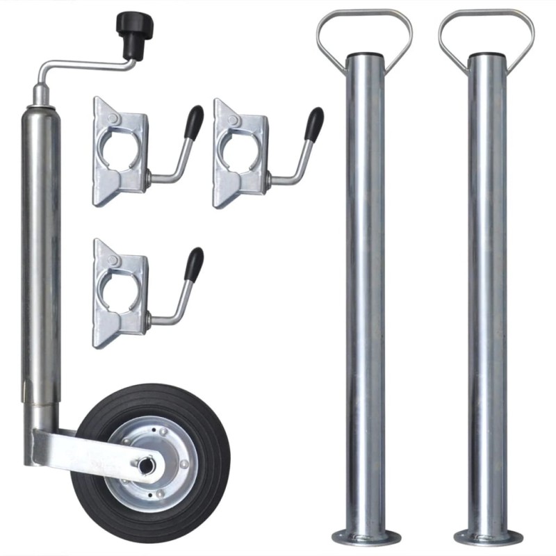 vidaXL Rueda jockey de remolque con 2 soportes 1 abrazadera dividida vidaXL Rueda jockey de remolque con 2 soportes 1 abrazadera dividida