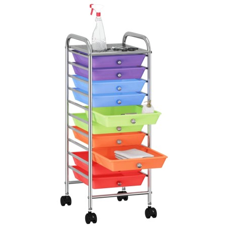 vidaXL Carrito de almacenaje portátil 10 cajones plástico multicolor