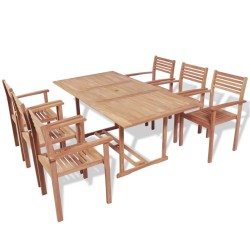 vidaXL Set de comedor exterior 7 piezas de madera maciza de teca