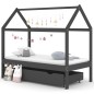 vidaXL Estructura de cama infantil y cajón madera pino gris 80x160cm vidaXL Estructura de cama infantil y cajón madera pino gris 80x160cm