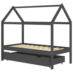 vidaXL Estructura de cama infantil y cajón madera pino gris 80x160cm