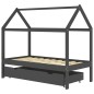 vidaXL Estructura de cama infantil y cajón madera pino gris 80x160cm vidaXL Estructura de cama infantil y cajón madera pino gris 80x160cm