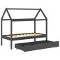 vidaXL Estructura de cama infantil y cajón madera pino gris 80x160cm vidaXL Estructura de cama infantil y cajón madera pino gris 80x160cm