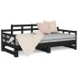 vidaXL Sofá cama extraíble madera maciza de pino negro 2x(90x190) cm vidaXL Sofá cama extraíble madera maciza de pino negro 2x(90x190) cm