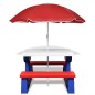 vidaXL Mesa de picnic y bancos para niños y sombrilla multicolor vidaXL Mesa de picnic y bancos para niños y sombrilla multicolor
