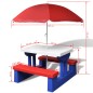 vidaXL Mesa de picnic y bancos para niños y sombrilla multicolor vidaXL Mesa de picnic y bancos para niños y sombrilla multicolor