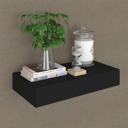 vidaXL Estante flotante de pared con cajón negro 48x25x8 cm