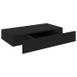 vidaXL Estante flotante de pared con cajón negro 48x25x8 cm