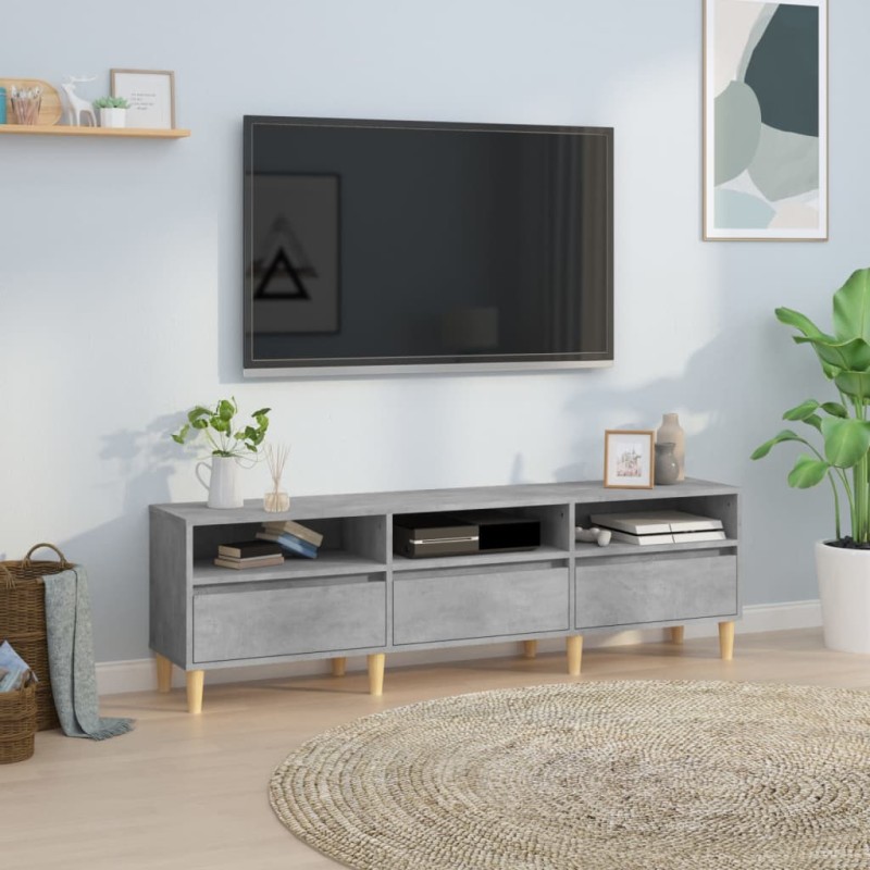vidaXL Mueble de TV madera contrachapada gris hormigón 150x30x44,5 cm