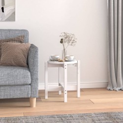 vidaXL Mesa de centro de madera maciza de pino blanco Ø42,5x45 cm