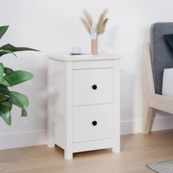 vidaXL Mesita de noche madera maciza de pino blanco 40x35x61,5 cm