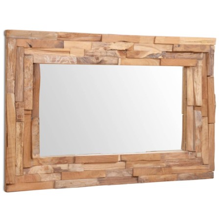 vidaXL Espejo decorativo de teca 90x60 cm rectangular