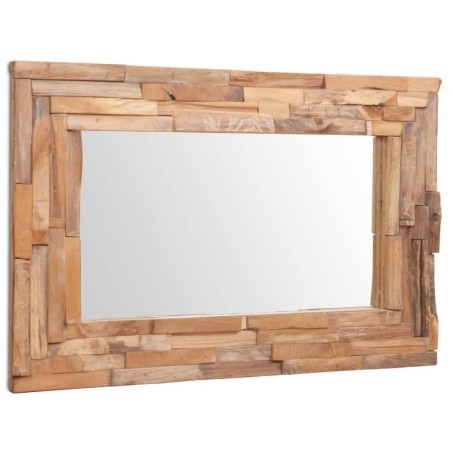 vidaXL Espejo decorativo de teca 90x60 cm rectangular