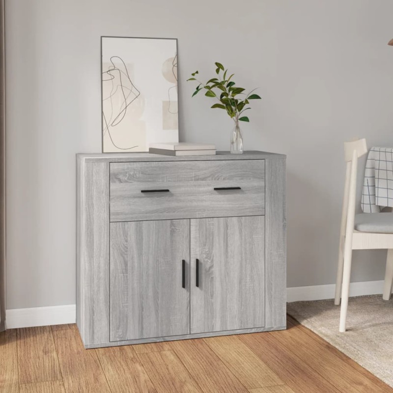 vidaXL Aparador de madera contrachapada gris Sonoma 80x33x70 cm vidaXL Aparador de madera contrachapada gris Sonoma 80x33x70 cm
