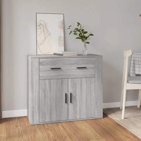 vidaXL Aparador de madera contrachapada gris Sonoma 80x33x70 cm