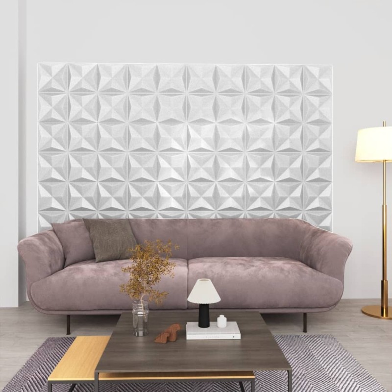 vidaXL Paneles de pared 3D 12 unidades 50x50 cm blanco origami 3 m² vidaXL Paneles de pared 3D 12 unidades 50x50 cm blanco origami 3 m²