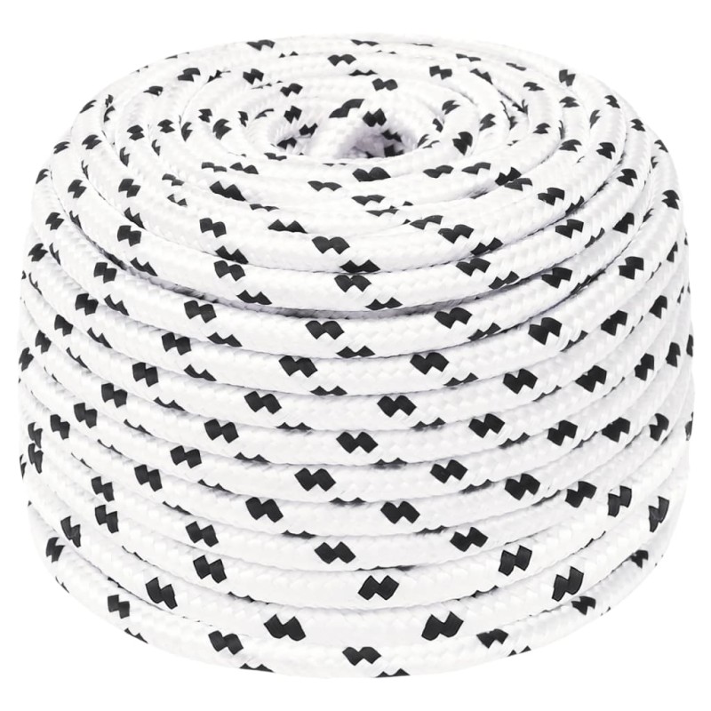 vidaXL Cuerda para barco trenzada poliéster blanco 8 mmx100 m vidaXL Cuerda para barco trenzada poliéster blanco 8 mmx100 m