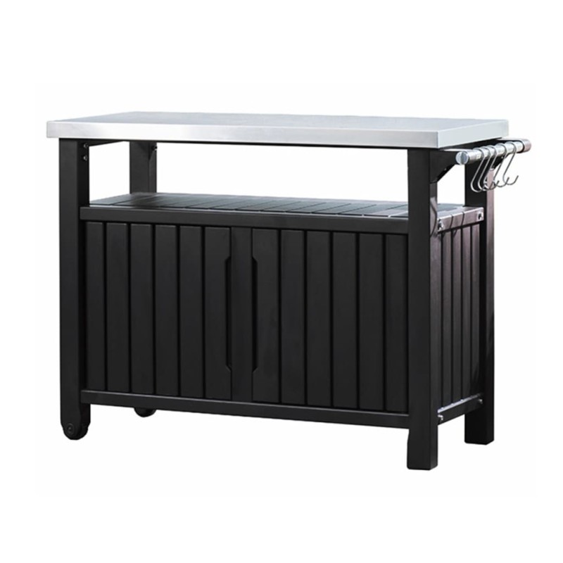 Keter Mesa de jardín multifuncional para barbacoa Unity XL look madera Keter Mesa de jardín multifuncional para barbacoa Unity XL look madera