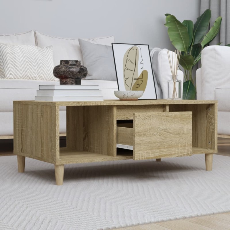 vidaXL Mesa de centro madera contrachapada roble Sonoma 90x50x36,5 cm vidaXL Mesa de centro madera contrachapada roble Sonoma 90x50x36,5 cm