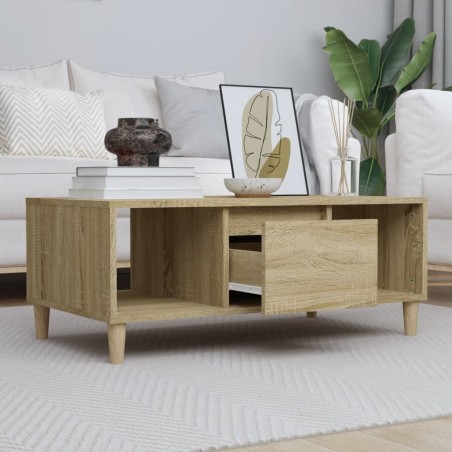 vidaXL Mesa de centro madera contrachapada roble Sonoma 90x50x36,5 cm