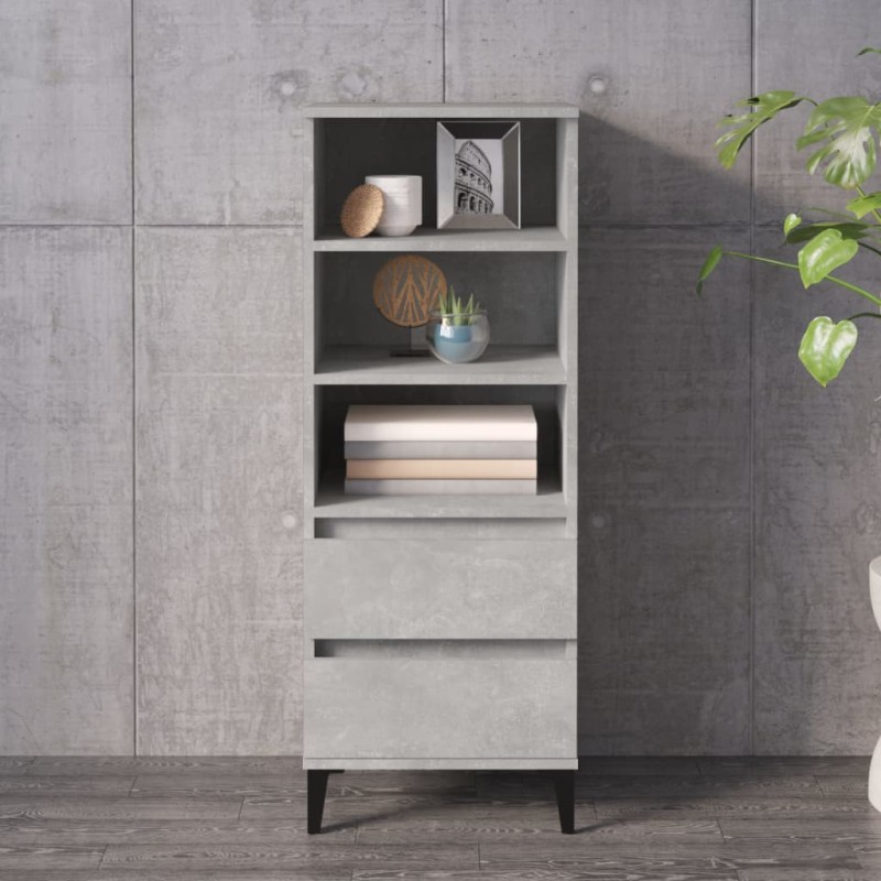 vidaXL Aparador alto madera contrachapada gris hormigón 40x36x110 cm vidaXL Aparador alto madera contrachapada gris hormigón 40x36x110 cm