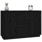 vidaXL Aparador de madera maciza de pino negro 111x34x75 cm vidaXL Aparador de madera maciza de pino negro 111x34x75 cm