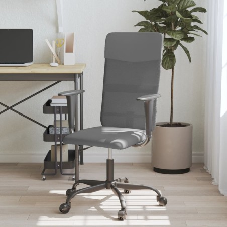 vidaXL Silla de oficina tela de malla y cuero sintético gris