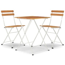vidaXL Muebles cafetería plegables 3 pzas madera maciza acacia y acero