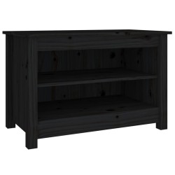 vidaXL Banco zapatero madera de pino maciza negro 70x38x45,5 cm